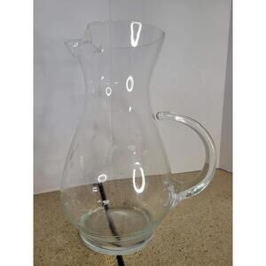 Princess House Glass Pitcher Heritage Pattern Etched Curved Handle Water Juice